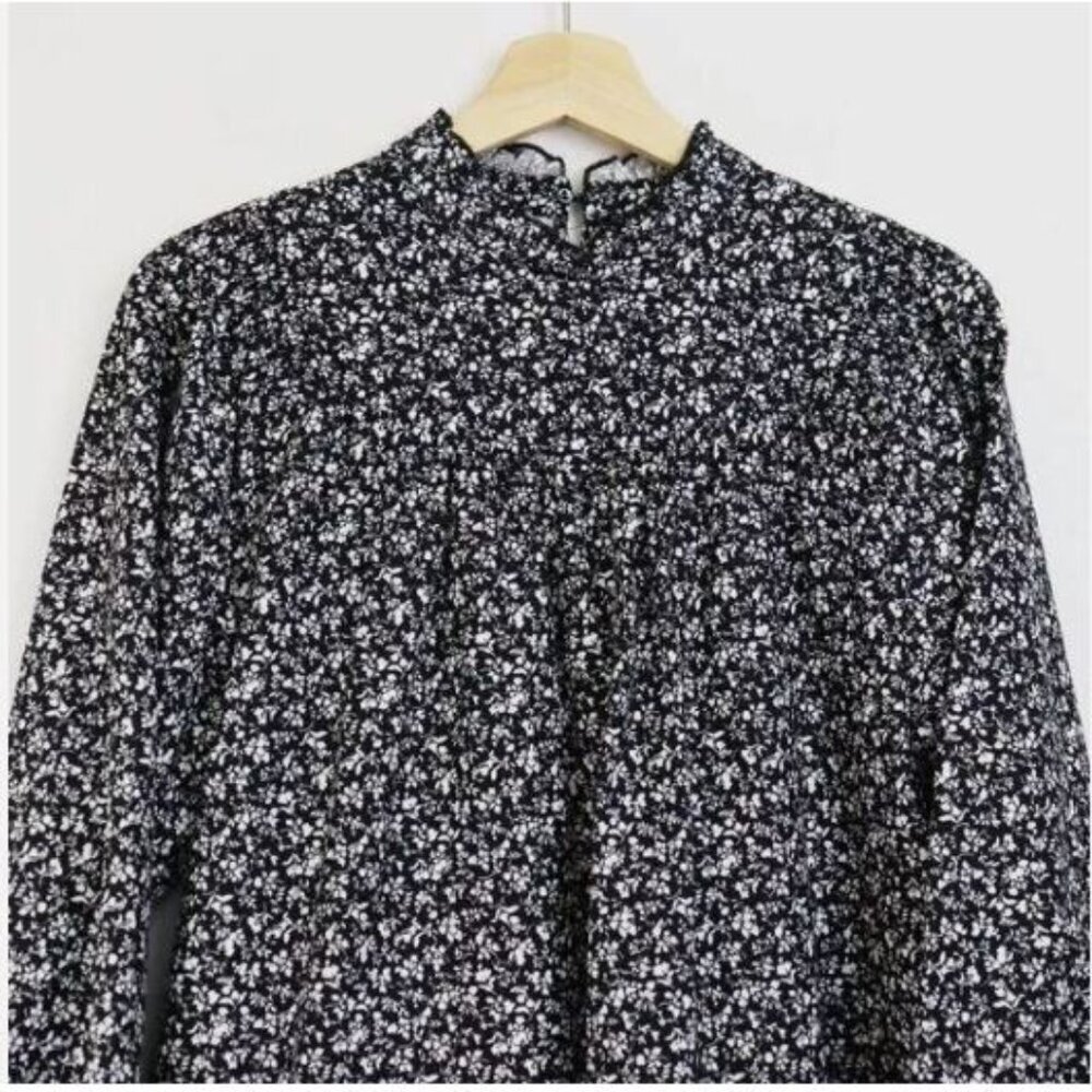 Zara Black and White Floral Dress- POPLIN DRESS - Picture 9 of 13